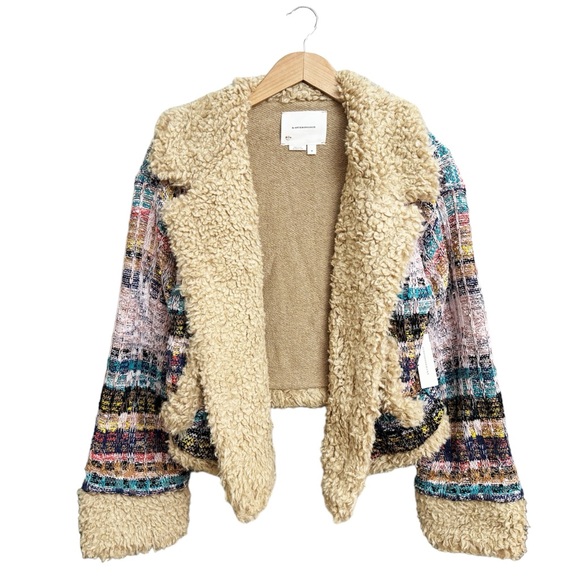 NWT Anthropologie Cropped Fur Knit Sweater Jacket Rare - Picture 2 of 7